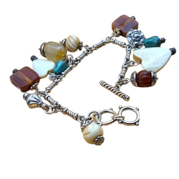 BRIGHTON NATURAL ELEMENTS Heart‎ Multi Beads Charms Chunky Toggle Bracelet - Picture 5 of 11